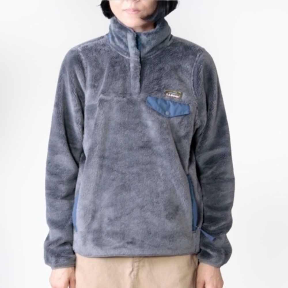 L.L. Bean Hi-Pile Gray Fleece Soft Pullover